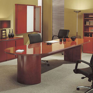 6ft - 12ft Racetrack Conference Table, Hardwood Meeting Table
