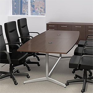 6ft - 10ft Boat Shaped Modern Conference Table with Metal Base