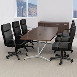 6ft - 10ft Modern Conference Table & Chairs Set with Metal Base