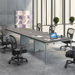 8ft - 12ft Modern Conference Table and Chairs Set with Mesh Chairs & Metal Base