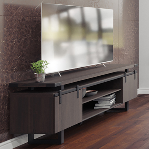 Modern Office Credenza with Metal Base & Sliding Doors