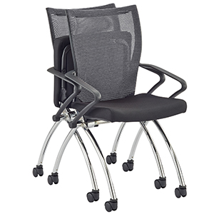 Modern Mesh Back Training Chairs with Arms - Nesting Conference Chair