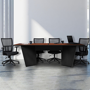 8' - 10' Conference Table & Chairs Set - with Modern Black or White Base - and Power Data Included