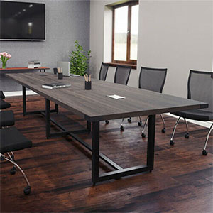 8 foot - 16 foot Modern Conference Room Table with Metal Base & Metal Accents