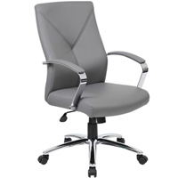 Modern Executive Grey Leather Conference Office Chair
