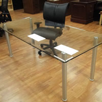 5ft - 8ft Glass Conference Table with a Clear Glass Top