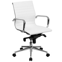 Modern White Conference Chair, Mid Back Office Chair 