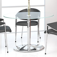 Round Glass Conference Table with High Polished Chrome Base