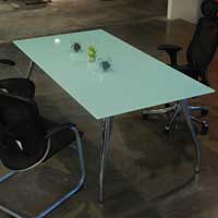 6' - 8' Glass Conference Table, Modern Office Room Table