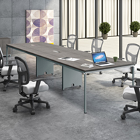 8ft - 12ft Modern Conference Table with Metal Base & Optional Power Data Modules