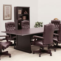 Boardroom Table and Chairs Set - Oxblood or Black Upholstery