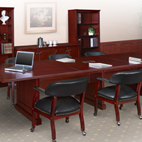 Traditional Conference Room Table and Chairs Set, Meeting Table Set