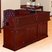 Traditional Office Reception Desk, L-Shaped Receptionist Station