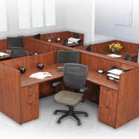 Office Workstation Cubicle Desk L-Shaped with Wooden Panels